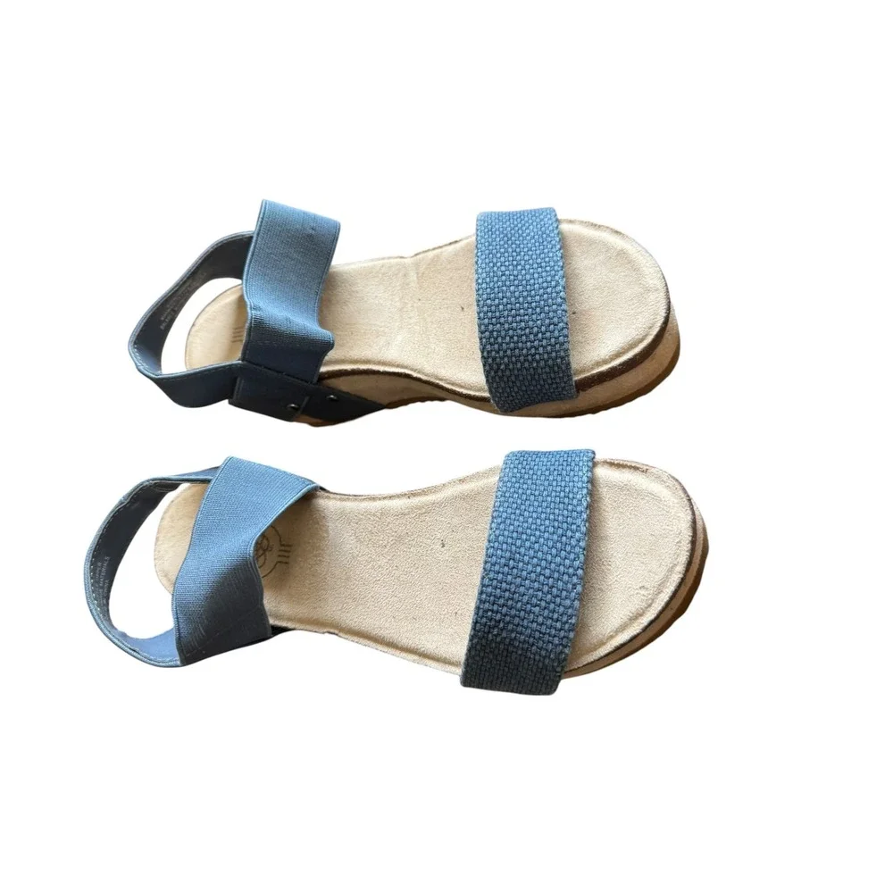 Hokus Pokus Jenny Wedge Sandals Womens 6.5 Blue Excellent Platform Elastic